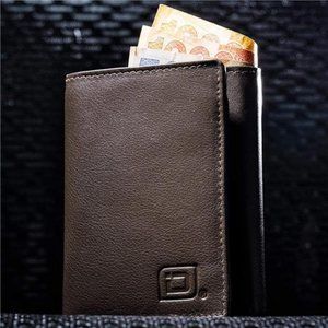Leather Trifold Wallets for Men - RFID Blocking - Mens Trifold Wallet Brown
